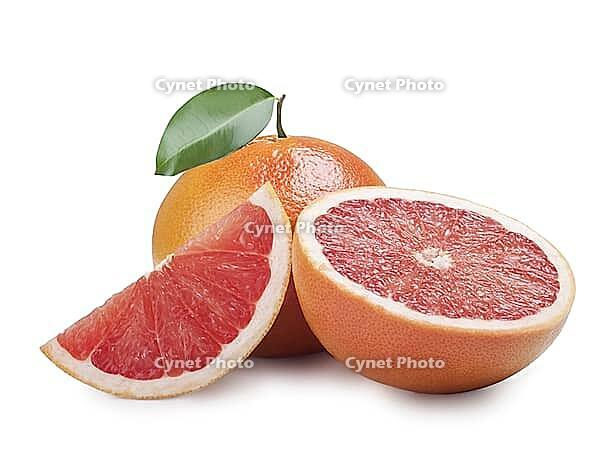 Fresh grapefruit with leaves isolated on white background [IBR124991101]