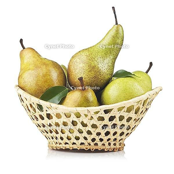 Pears In A Basket On White Background [IBR124991105]