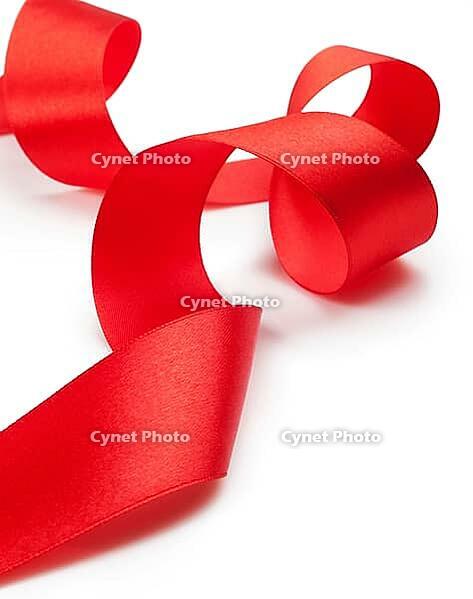 Beautiful red gift ribbon on a white background [IBR124991131]