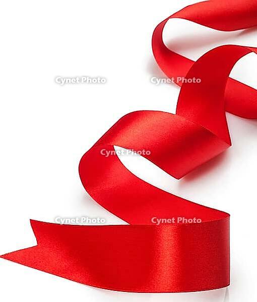 Beautiful red gift ribbon on a white background [IBR124991132]