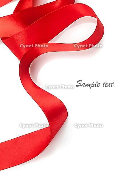 Beautiful red gift ribbon on a white background [IBR124991137]