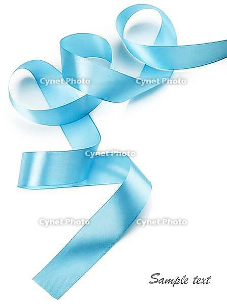 Beautiful blue gift ribbon on a white background [IBR124991138]