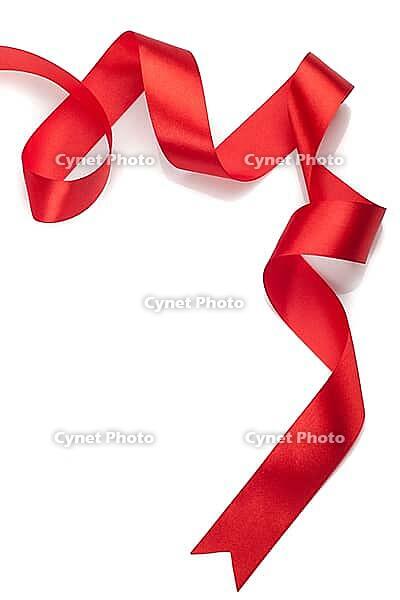 Beautiful red gift ribbon on a white background [IBR124991142]
