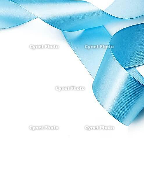 Beautiful blue gift ribbon on a white background [IBR124991143]