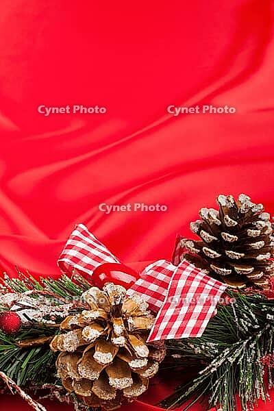 Christmas background with pine cones and Christmas tree [IBR124991146]