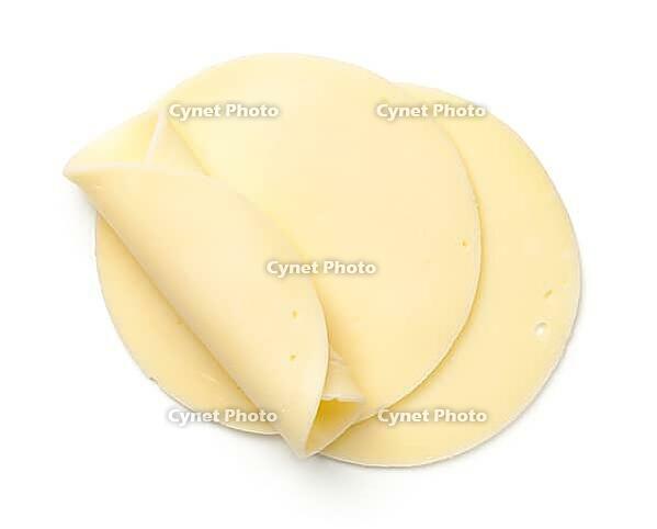 Mozzarella cheese slices isolated on white background. Top view [IBR125000258]