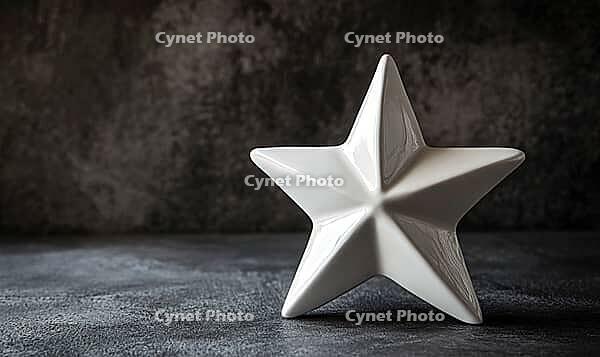 White ceramic Christmas star decoration on a dark gray background. AI generated [IBR125000281]