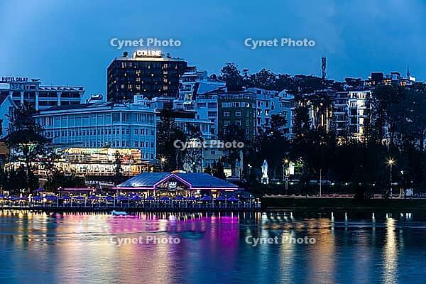 View across Xuan Huong Lake toward the city center of Da Lat, Dalat, Central Highlands, Vietnam [IBR125002301]