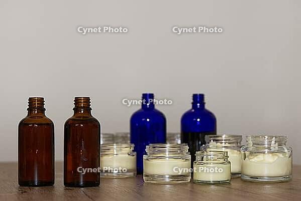Homemade cream in small jars, Kempen, Viersen District, North Rhine-Westphalia, Germany [IBR125007607]