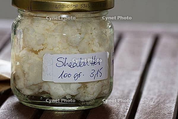 Glass with shea butter, Kempen, Viersen District, North Rhine-Westphalia, Germany [IBR125007650]