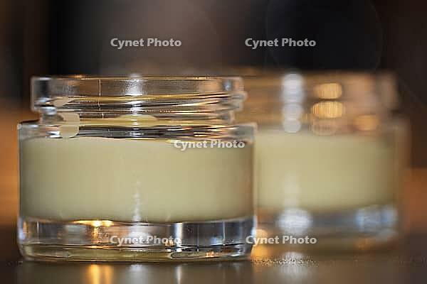 Homemade cream in small jars, Kempen, Viersen District, North Rhine-Westphalia, Germany [IBR125007653]
