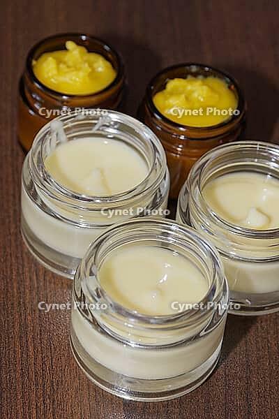 Homemade cream in small jars, Kempen, Viersen District, North Rhine-Westphalia, Germany [IBR125007662]