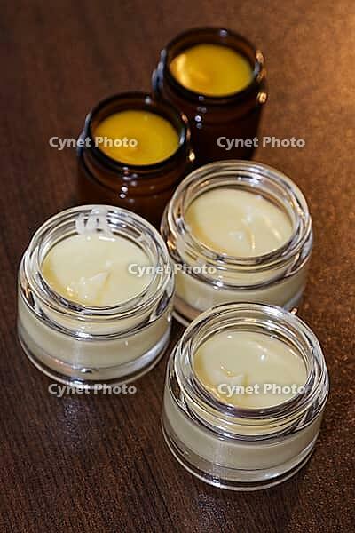 Homemade cream in small jars, Kempen, Viersen District, North Rhine-Westphalia, Germany [IBR125007664]