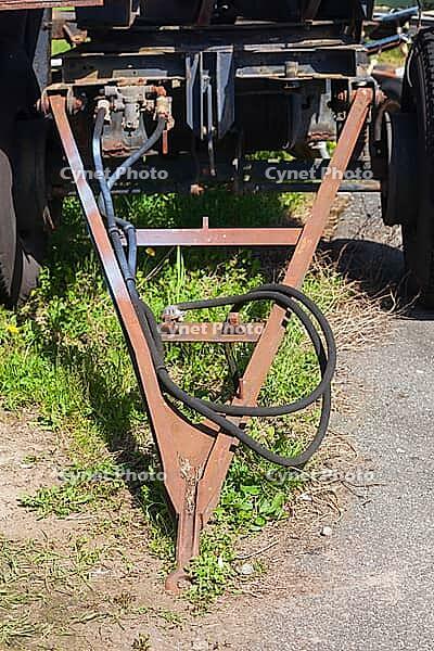 Old trailer hitch on an old truck trailer for boats, Germany [IBR125007673]