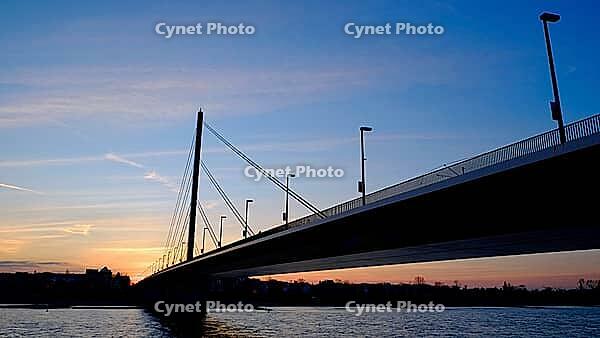 Oberkassel bridge at sunset, Düsseldorf, North Rhine-Westphalia, Germany [IBR125012287]