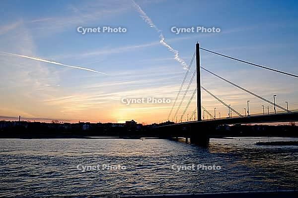 Oberkassel bridge at sunset, Düsseldorf, North Rhine-Westphalia, Germany [IBR125012302]