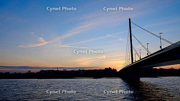 Oberkassel bridge at sunset, Düsseldorf, North Rhine-Westphalia, Germany [IBR125012314]