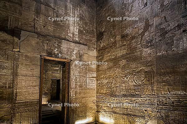 Reliefs and hieroglyphs, Horus temple, Edfu, Upper Egypt, Egypt [IBR125026148]