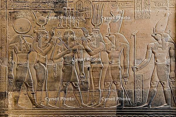 Reliefs and hieroglyphs, Kom Ombo temple, Upper Egypt, Egypt [IBR125026150]