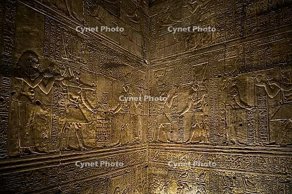 Reliefs and hieroglyphs, Horus temple, Edfu, Upper Egypt, Egypt [IBR125026168]