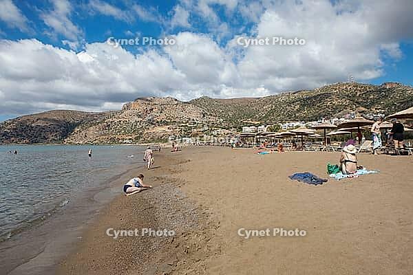 Pachia Ammos sandy beach, Paleochora on the Libyan Sea, in the back the Leka Ori or White Mountains, Kandanos-Selino municipality, Chania Regional District, Crete, Greece [IBR125026189]