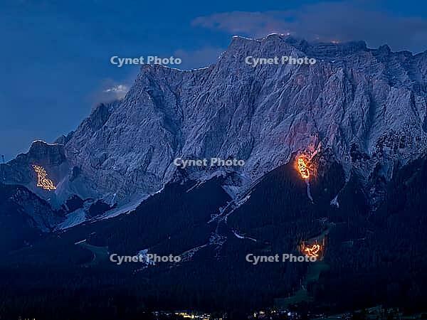 Solstice fire in the mountains near Ehrwald in Tyrol, Austria [IBR125030440]