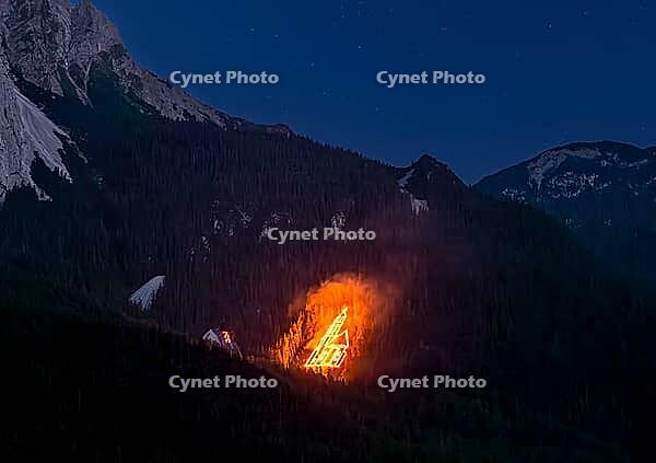 Solstice fire in the mountains near Ehrwald in Tyrol, Austria [IBR125030443]