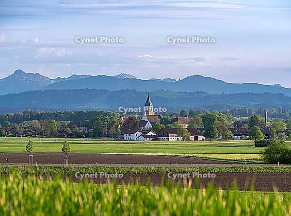 View of Polling, Pfaffenwinkel, Upper Bavaria, Bavaria, Germany [IBR125030507]
