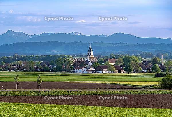 View of Polling, Pfaffenwinkel, Upper Bavaria, Bavaria, Germany [IBR125030508]