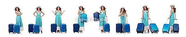 Woman going to summer vacation isolated on white [IBR125062197]