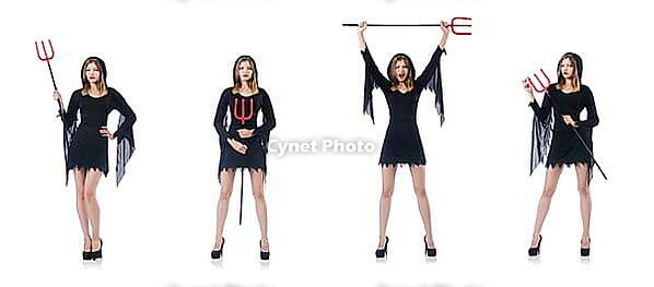 Woman devil with trident isolated on white [IBR125062202]