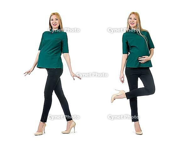 Beautiful pregnant woman isolated on white [IBR125075712]