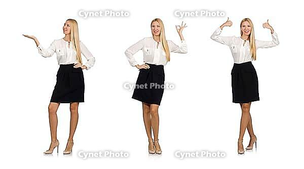 Businesswoman in business concept isolated on white [IBR125075716]