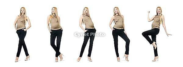 Beautiful pregnant woman isolated on white [IBR125075722]
