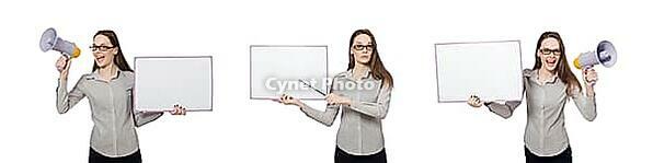 Woman in business concept isolated on white [IBR125075724]