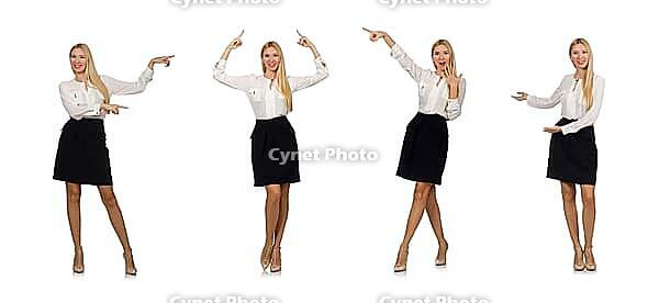 Businesswoman in business concept isolated on white [IBR125075727]