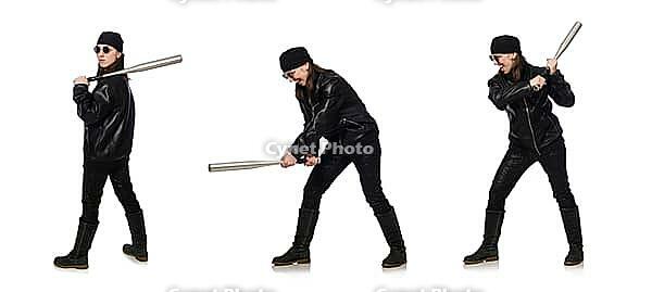 Woman hooligan isolated on the white [IBR125075732]