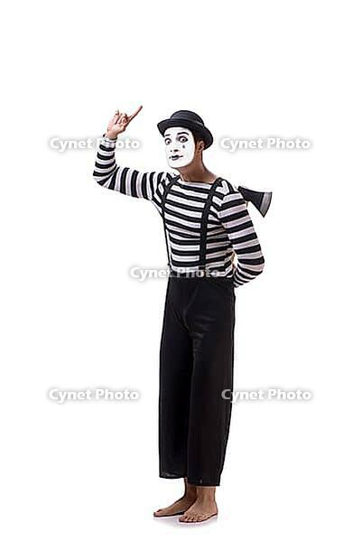 Mime with axe isolated on white background [IBR125094342]