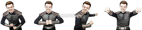 Young funny man in armour suit [IBR125117965]