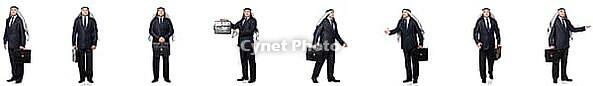 Arab businessman with briefcase isolated on white [IBR125117972]