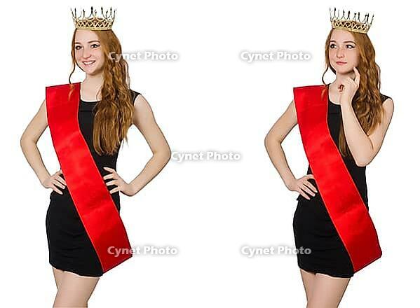 Beaty queen at contest in black dress [IBR125117975]