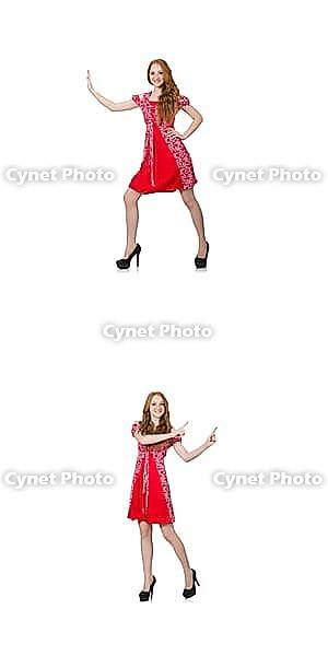 Redhead woman in red dress [IBR125118006]