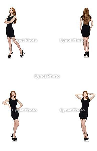 Young redhead lady in black dress [IBR125118007]