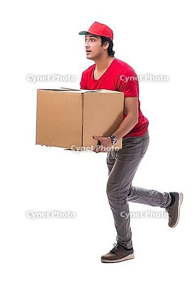 Young male courier with box [IBR125118020]