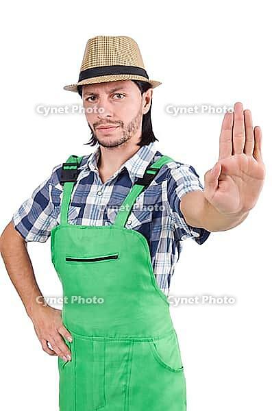 Young farmer isolated on white background [IBR125141735]