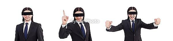 Man with black cover on his eyes [IBR125141736]