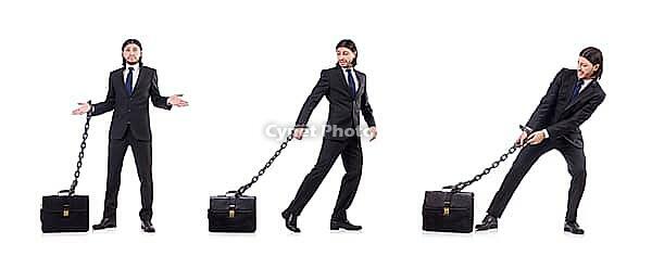Man with chain isolated on the white [IBR125141741]