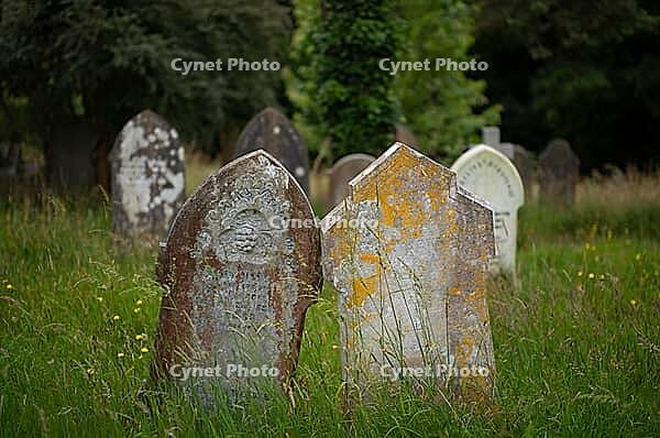 Weathered graves, headstones, municipal cemetery, Falmouth, Cornwall, England, Great Britain, Great Britain [IBR125163351]