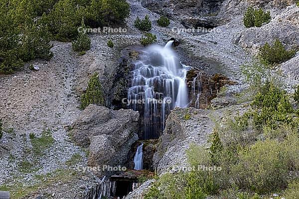 Waterfall, Cava a Imbuto picnic area, Lake San Giacomo di Fraele, Cancano area, Valdidentro, Sondrio, Italy [IBR125163383]