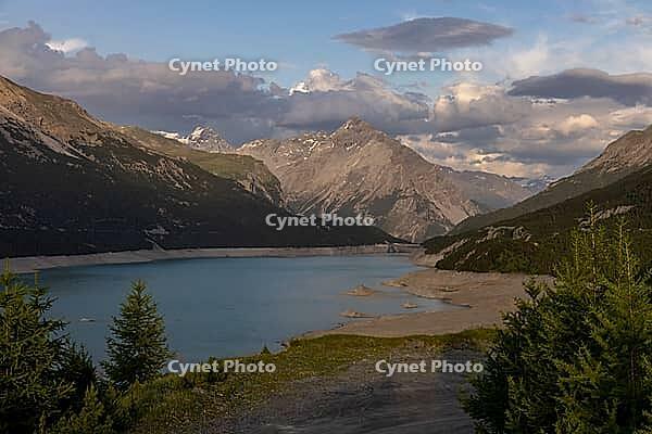 Sunset on Lake Cancano with Monte Solena and Monte Braulio, Valdidentro, Sondrio, Italy [IBR125163387]